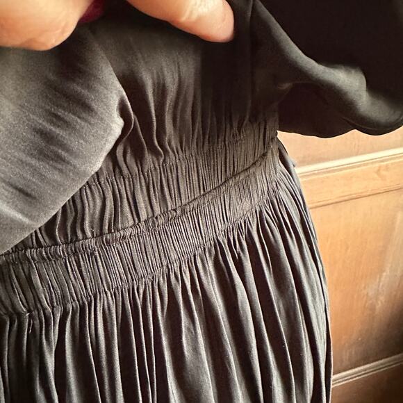 RAMY BROOK | Black Hailey Dress Curved Hem Midi Cocktail Dress | Size Large - Picture 7 of 10